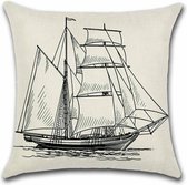 Kussenhoes Sailing - Schip - Kussenhoes - 45x45 cm - Sierkussen - Polyester