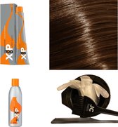 XP100 haarverf pakket kleur 6.31  Donkerblond & Goud & As (1x 100ML) met 9% waterstof ( 1x 250ML) incl verfbakje, kwast, maatbeker, puntkam en handschoenen