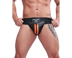 Mister B leren premium jockstrap met oranje bies -  small
