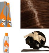 XP100 haarverf pakket kleur 8.00  Lichtblond intensief (1x 100ML) met 9% waterstof ( 1x 250ML) incl verfbakje, kwast, maatbeker, puntkam en handschoenen