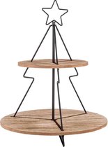 Etagere kerst 2 laags zwart - Luxe Serveerset - 37x37xh46,5cm - hout