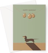 Hound & Herringbone - Carte d'anniversaire de teckel brun chocolat - Carte d'anniversaire de teckel chocolat et beige (paquet de 10)