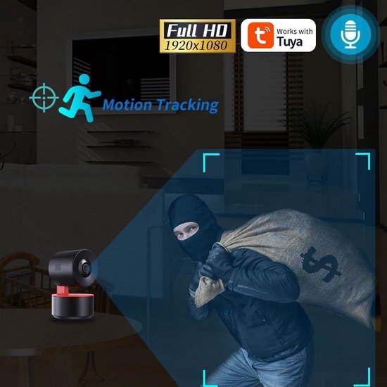 Wifi Camera Binnen, Moderne Beveiligingscamera, Volgt Bewegend Object, Pan & Tilt, samen met je telefoon te gebruiken als babyfoon, Cloud en SD Opslag Mogelijk. van Smart Life — afbeelding 4