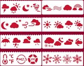 Bullet Journal Plastic Stencils - 8 stuks - Templates - Weer - Klimaat - Temperatuur - PM2.5 - UV - Ijs - Sneeuw - Wind - Regen - Hagel - Zon - Regenboog - Sjablonen - 5,5 x 18,3cm