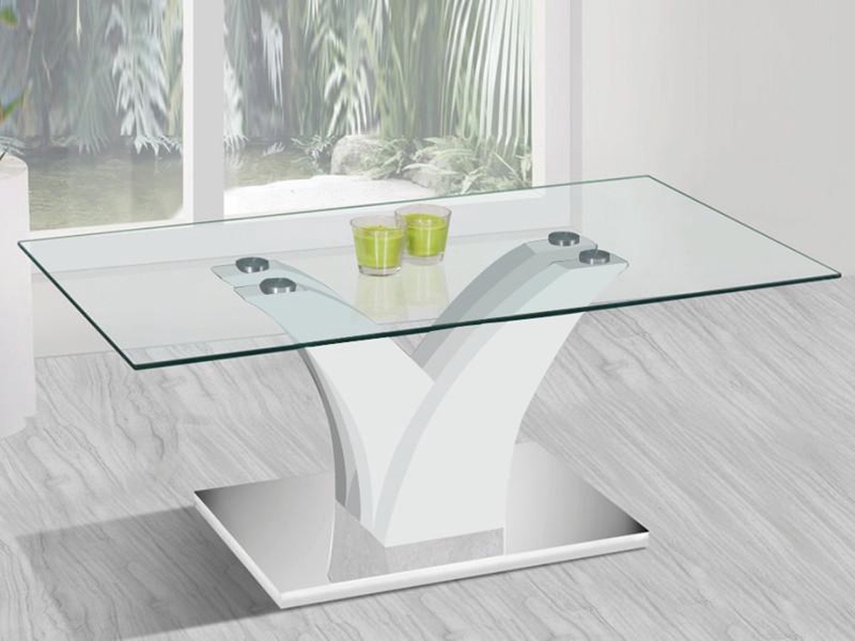Table basse en Glas blanc brillant 110cm | bol.com