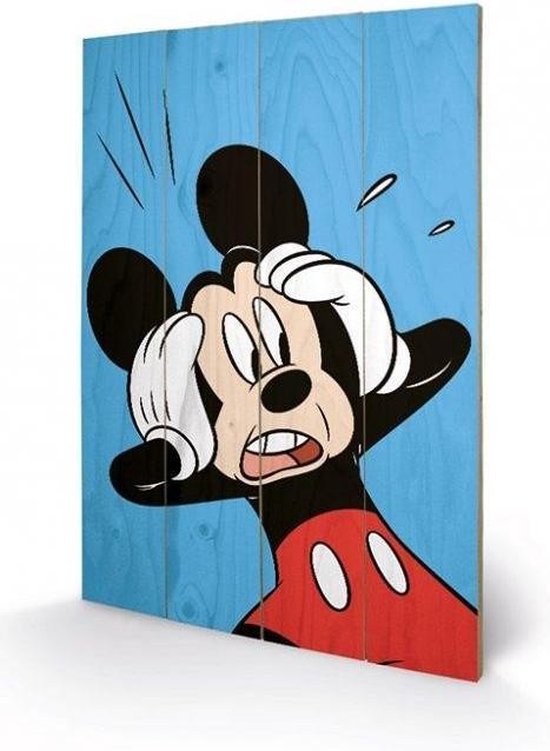 DISNEY - Printing on wood 40X59 - Mickey Mouse Shocked