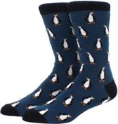 Sokken heren blauw print pinguin 39-44