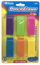 Bazic - Gommen - Back to school - 6 gummen - fluo kleuren - kleuren gom - gommen