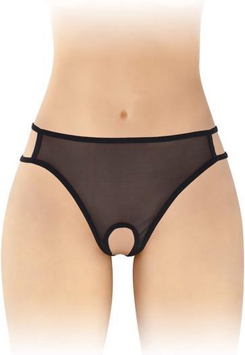Fashion Secret Ophelia - Erotische Slip met Open Kruis - Zwart - One Size