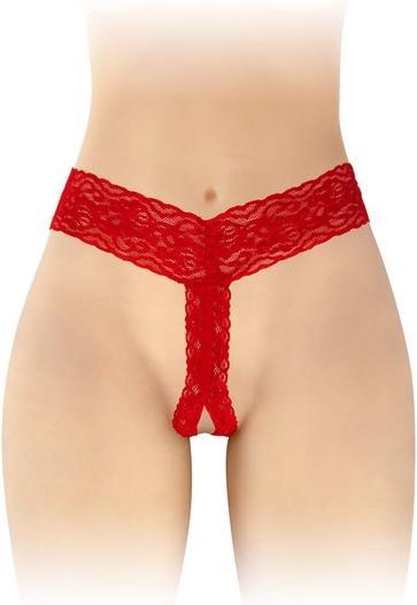 Fashion Secret Anita - Erotische Slip met Open Kruis - Rood - One Size