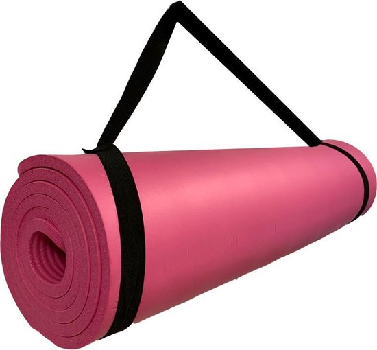Reehut 1/2-Inch Extra Thick High Density NBR Exercise Yoga Mat for Pilates,  Fitness & Workout w/ Carrying Strap - Black 