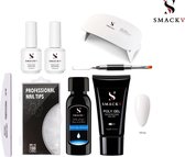 SMACKV® Poly Gel Kit - Gellak starter pakket incl. USB UV Lamp - Poly Gel Acryl nagels Wit - Nageltip - Nagelvijl - Slip Solution - Base & Top Coat 15ml - Dual nagel kwast