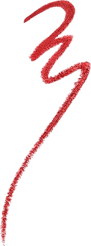 Een rode lijn van lip liner, getrokken in een S-vorm.