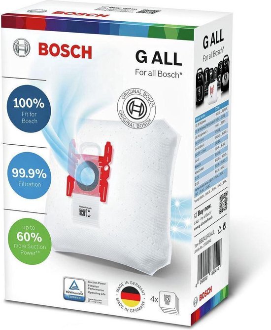 Vul in meest Integreren Bosch Stofzuigerzakken BBZ41FGALL - 2 pakjes - 8 stofzakken | bol.com
