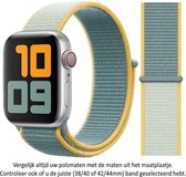 Blauw Gele Nylon Horloge Band geschikt voor Apple Watch 1, 2, 3, 4, 5, 6, SE & Nike+, 38mm & 40mm "Vrouwenbreedte" Series - Zacht Geweven Nylon - 38 mm en 40 mm - Zonneschijn - Sun