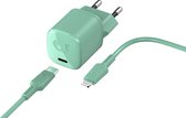 Fresh 'n Rebel - 18W USB-C Mini Fast Charger met Power Delivery + 1.5M Lightning Cable - Misty Mint