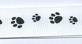SR1224/06 Ribbon white/printed paws black 16mm 20mtr