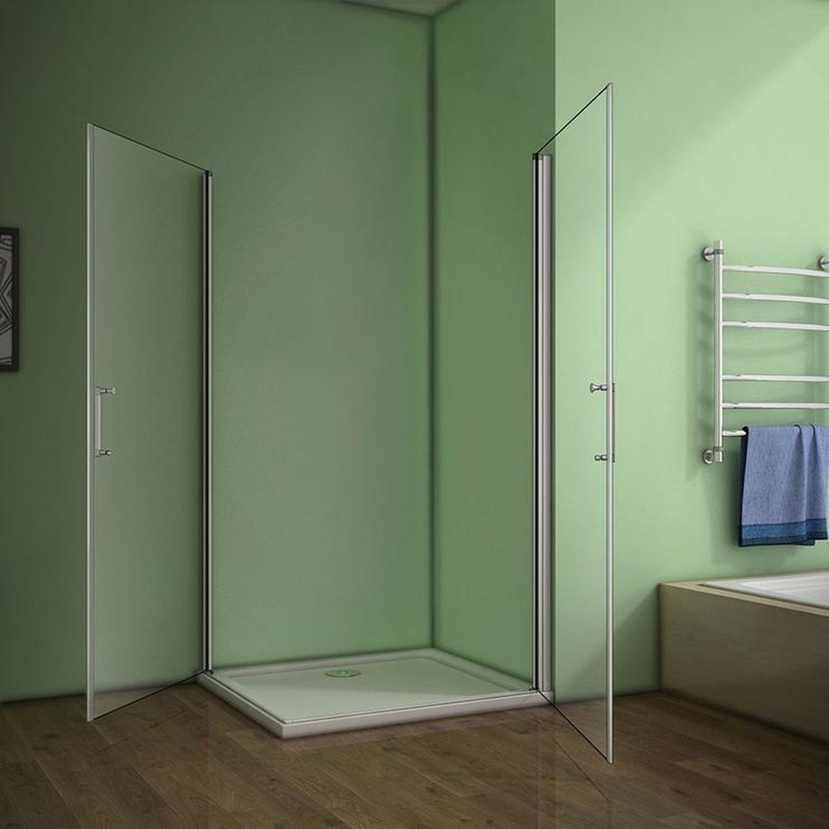 70x70x185cm,2x douchedeur,douchecabine douchewand hoekinstap draaideur draaideur ESG glazen douche