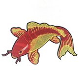 Vis Koi Karper Strijk Embleem Patch Rechts 10.5 cm / 6.5 cm / Oranje Geel