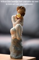 Urn Willow Tree beeldje Always met hand geblazen mini urn-Hand geblazen mini urn met crematie- as vast in glas verwerkt óf haarlokje met haartjes intact in mini urn verwerkt-Crematie- as \ haren verwerking van uw dierbare-Urn-Gedenken