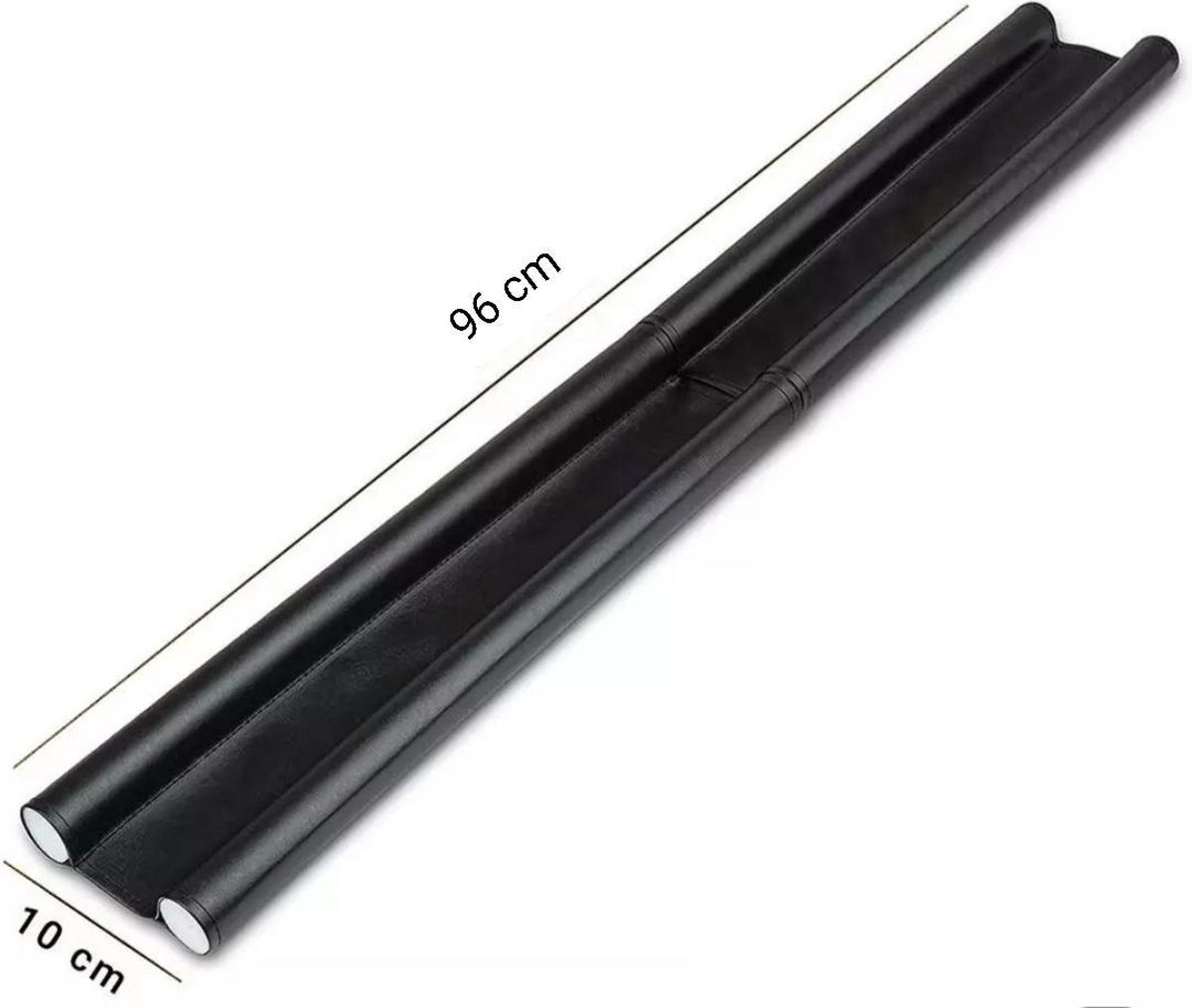 Dubbele tochtstopper - Tochtstrip - 96 centimeter - Zwart - Aanpasbaar - Lederlook