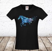 Zwart tshirt met paard -Fruit of the Loom-146/152-t-shirts meisjes