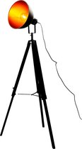 MaxxHome Stalamp - vloerlamp - 147 cm - E27 LED - zwart frame & koperkleurige lampenkap