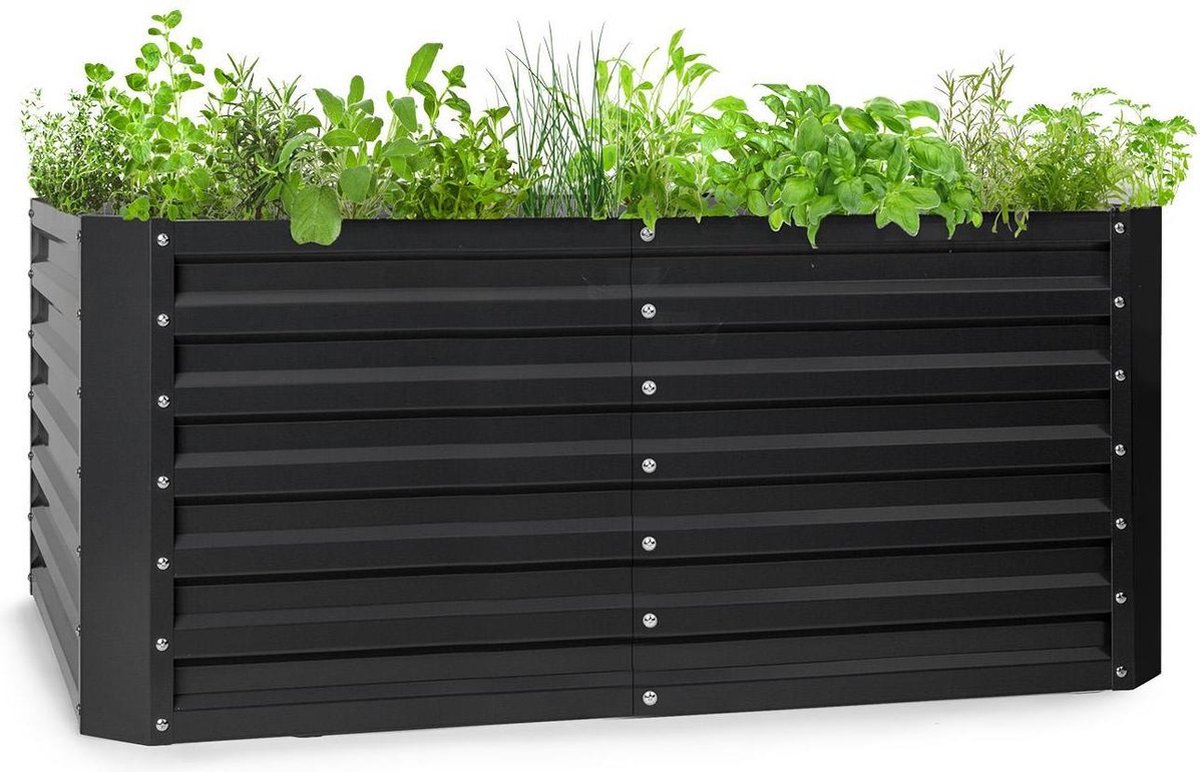 Blumfeldt Plantenbak metalen verhoogd bed, Weerbestendig stalen verhoogd bed voor balkon & tuin, Gegalvaniseerd roestvrij stalen verhoogd bed, Vrijstaande verhoogde bedden 120x60x60 cm, 432L groot voor bloemen, fruit, groenten - Kweekbak - voor Tuin