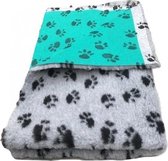 Vet Bed Grijs met Voetprint Groene Rug 22mm 150x100 cm