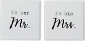 J-Line Plakkaat Mr/Mrs Metaal Wit Assortiment Van 2 / Set van 4 stuks