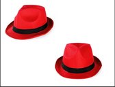 Festival hoed rood met zwarte band - Hoofddeksel hoed festival thema feest feest party