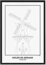 SKAVIK Molen de Adriaan - Haarlem - Poster met houten lijst (zwart) 30 x 40 cm