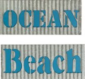 J-Line Plakkaat Ocean/Beach Metaal Grijs/Blauw Assortiment Van 2