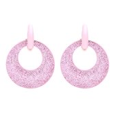 Damesdingetjes - Oorbellen - Holografisch - Roze met glitters