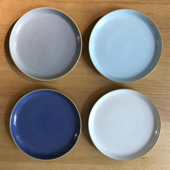 Karu Reductor Zichzelf Zeeland servies set van 4 dinerborden 26,5 cm lavendelblauw, lichtblauw,  grijs en zand | bol.com