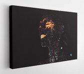 Portrait of a girl painted in fluorescent powder. Halloween concept  - Modern Art Canvas  - Horizontal - 1194541081 - 50*40 Horizontal