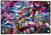 Tuinposter – Gekleurde Muurschildering - 60x40cm Foto op Tuinposter  (wanddecoratie voor buiten en binnen)