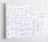 Onlinecanvas - Schilderij - Travel Typography Seamless Pattern. Art Horitonzal Horizontal - Multicolor - 75 X 115 Cm