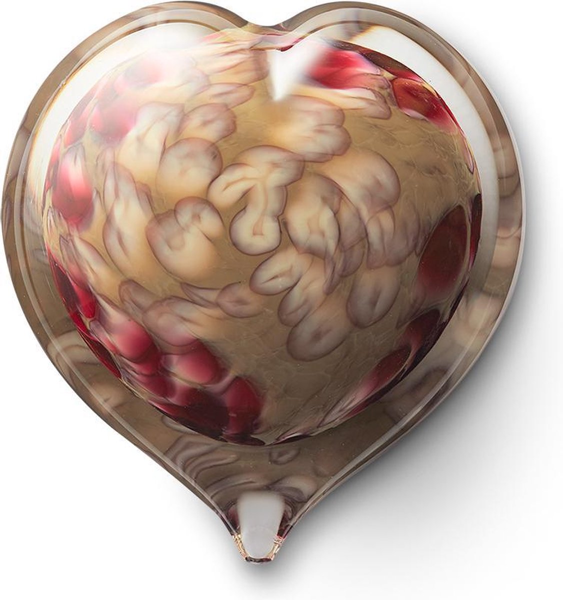 Er Glasobjecten Keepsake Hart Urn Op Standaard Glasobject Glas As-in-glas Gedenkhart Taupe Opaque