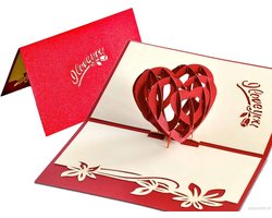 Popcards.nl pop-up kaart - Liefde I Love you Ik houd van je, rood hart, Valentijn Valentijnskaart Valentijnsdag Moederdag Vaderdag Vriendschap pop-up kaart 3D wenskaart