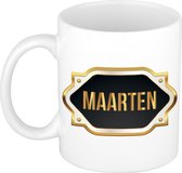 Naam cadeau mok / beker Maarten met gouden embleem 300 ml