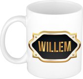 Naam cadeau mok / beker Willem met gouden embleem 300 ml