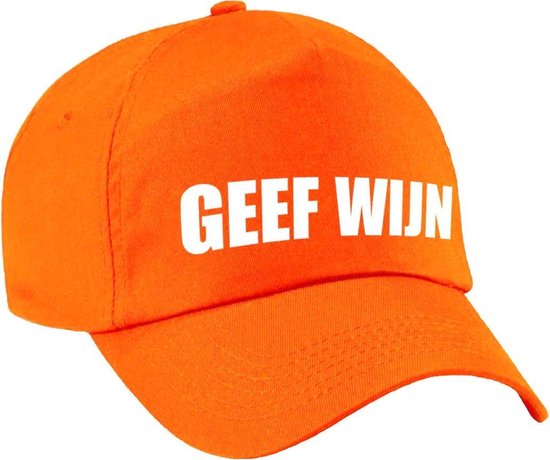 Geef wijn fun pet oranje voor dames en heren - geef wijn baseball cap -  EK WK / Koninsdag