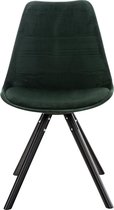 Eetkamerstoel - Ronde stoel - Zwarte poten - Groen - Fluweel