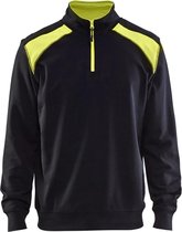 Blaklader Sweatshirt bi-colour met halve rits 3353-1158 - Zwart/High Vis Geel - XXL