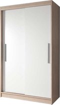 InspireMe- Zweefdeurkast Kledingkast Garderobekast met planken en kledingstang - 120x61x200 cm (BxDxH) - NOAH 04 (Sonoma+ Wit)