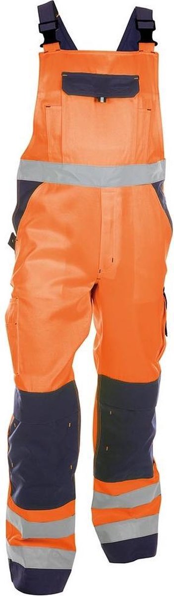 Dassy Toulouse Hoge zichtbaarheidsbretelbroek met kniezakken 400127 - binnenbeenlengte Standaard (81-86 cm) - Fluo-Oranje/Marineblauw - 64