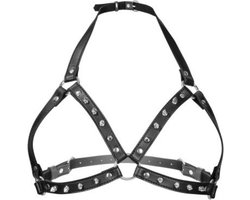 Fetish Tentation - Bondageset - Sexy Aanpasbaar Borstharnas - 66 a 85cm buste - 35cm hoog - Kunstleer - Metalen Sluitingen