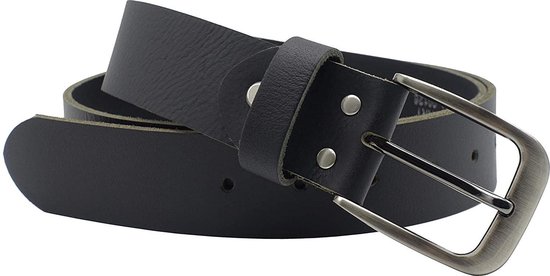 Leren riem heren/dames jeans zwart - Heren/dames Riemen Leer - Taillemaat: 95 - Beste riemen voor mannen/vrouwen