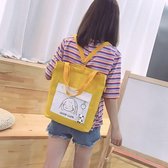 Tote bag Canvas 2 in 1 Schoudertas en/of Rugtas Shopper met rits Good Luck Geel